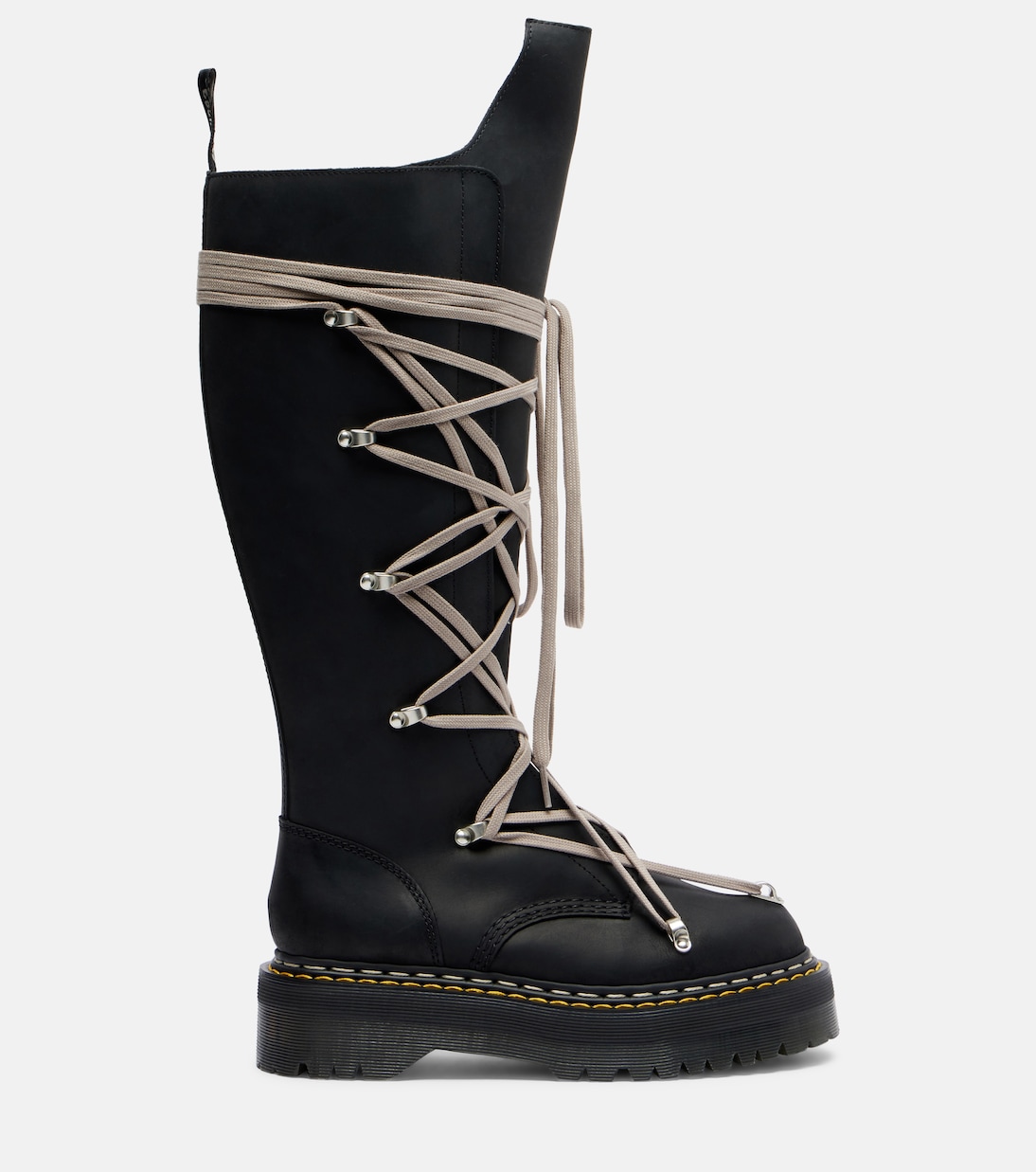 x Dr. Martens DRKSHDW 1B60 Quad Sole Pentalace knee-high boots | Rick Owens