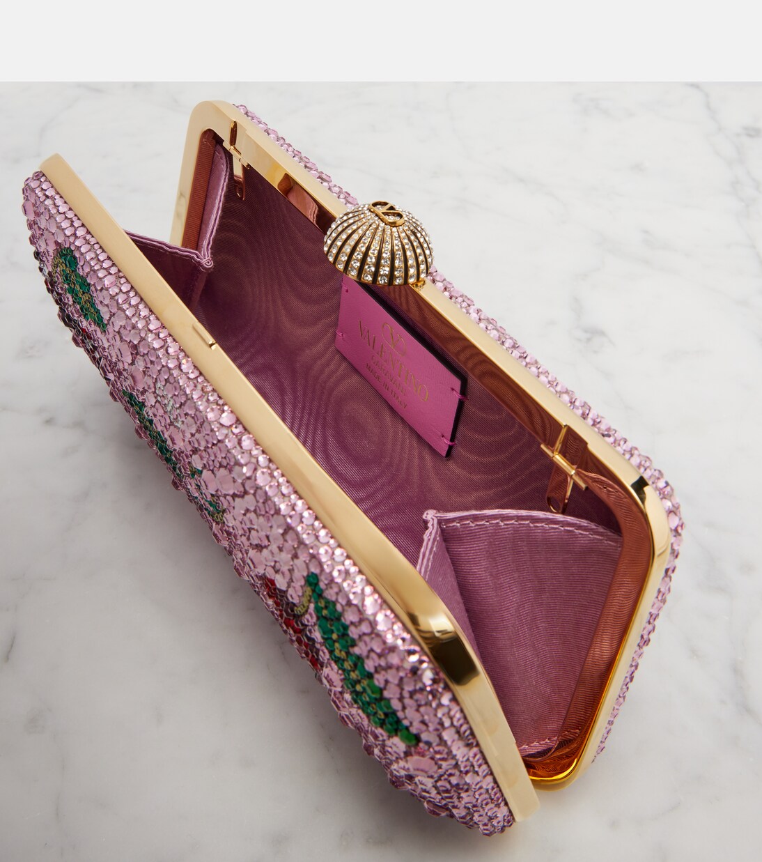 Clutch Carry Secrets Cherryfic mit Kristallen | Valentino Garavani