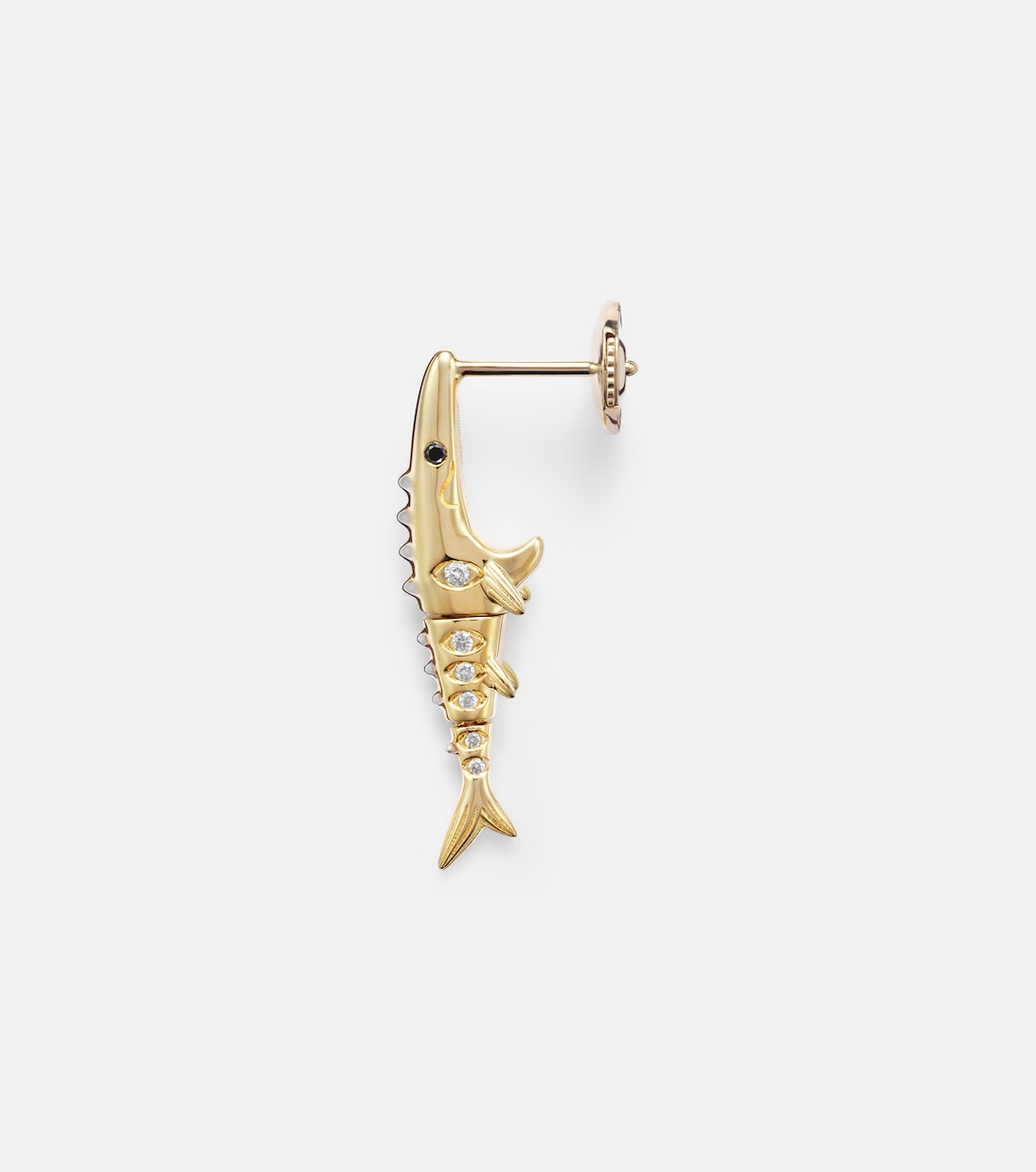 Marlin Pm 9kt gold single earring with diamonds | Yvonne Léon