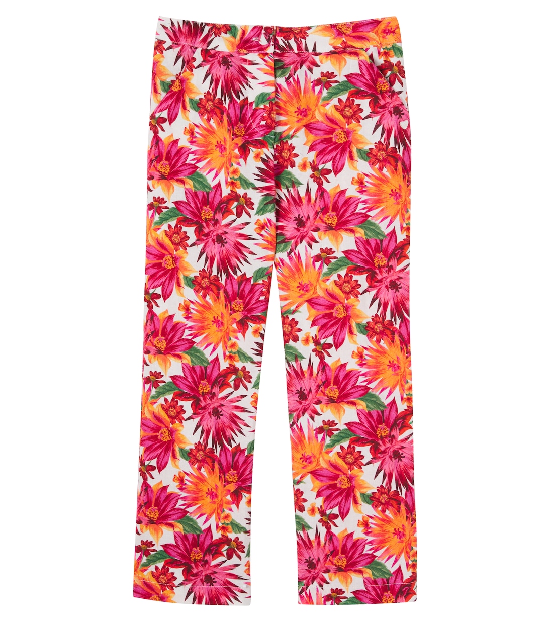 Pantalones rectos de algodón y lino floral | Tartine et Chocolat