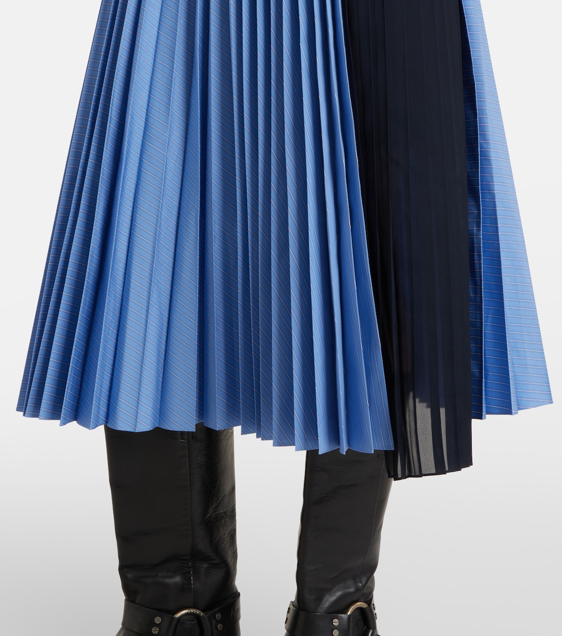 Striped cotton-blend poplin midi skirt | Sacai