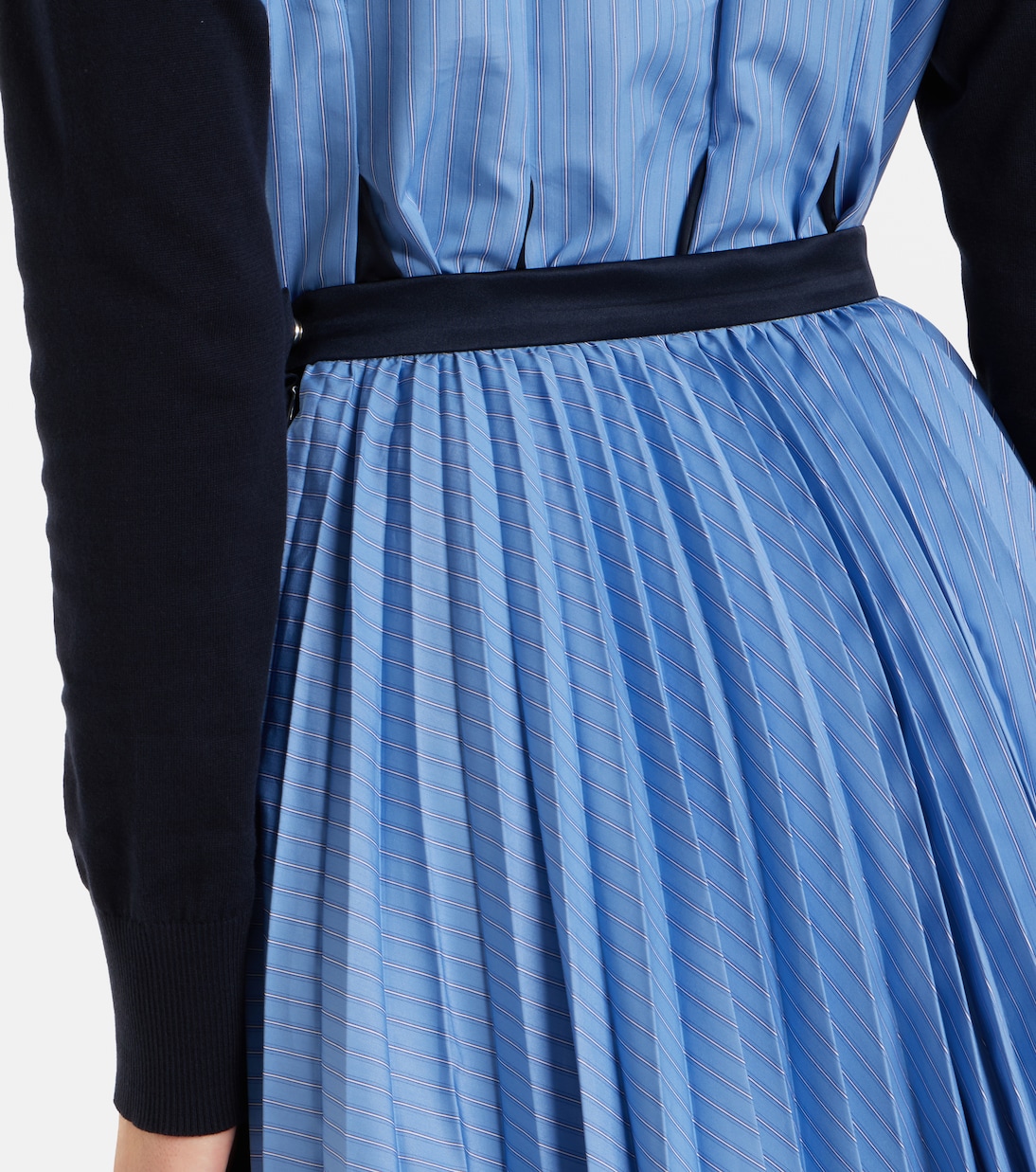 Striped cotton-blend poplin midi skirt | Sacai