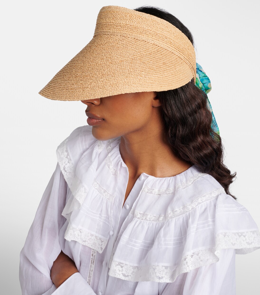 Visiera in rafia con seta | Chloé