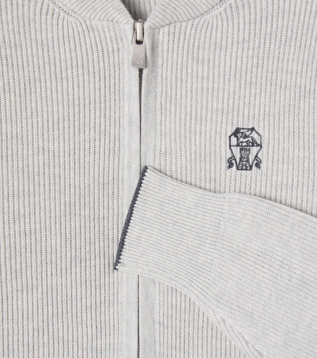 Ribbed-knit cotton zip-up cardigan | Brunello Cucinelli Kids