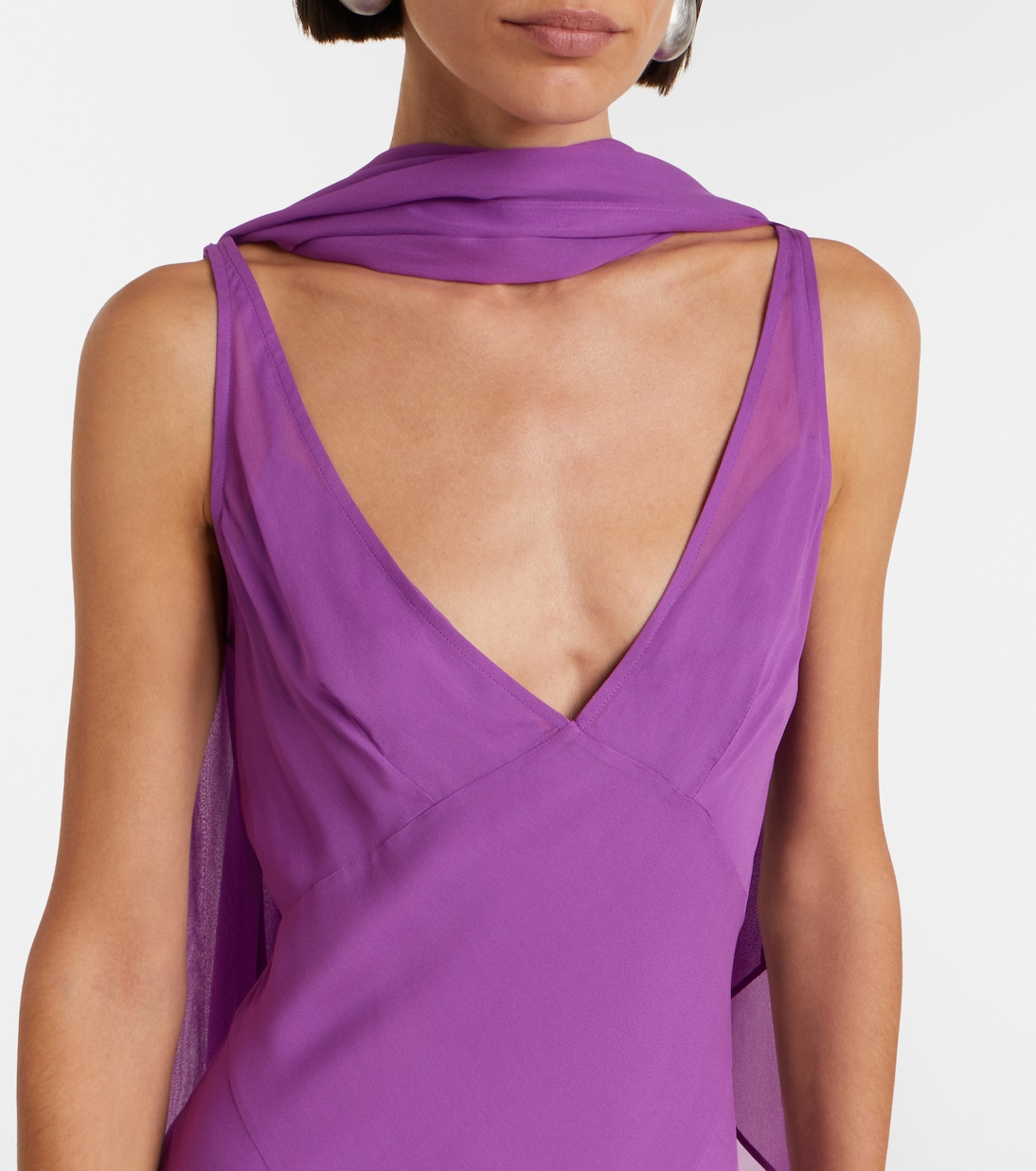 Mystica asymmetric georgette midi dress | De La Vali