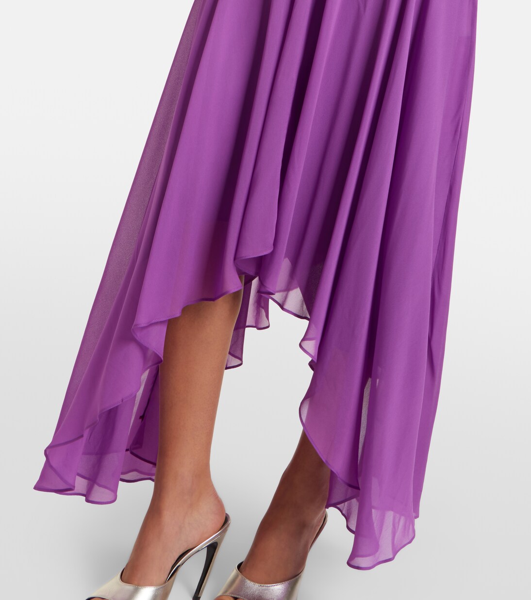 Mystica asymmetric georgette midi dress | De La Vali