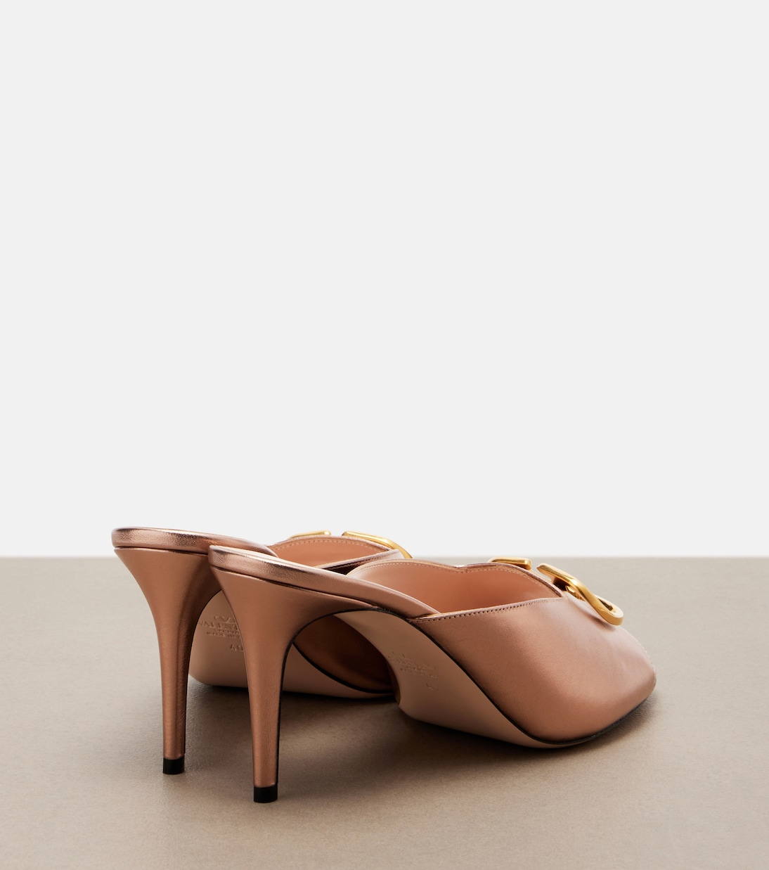 Mules VLogo en cuir métallisé | Valentino Garavani