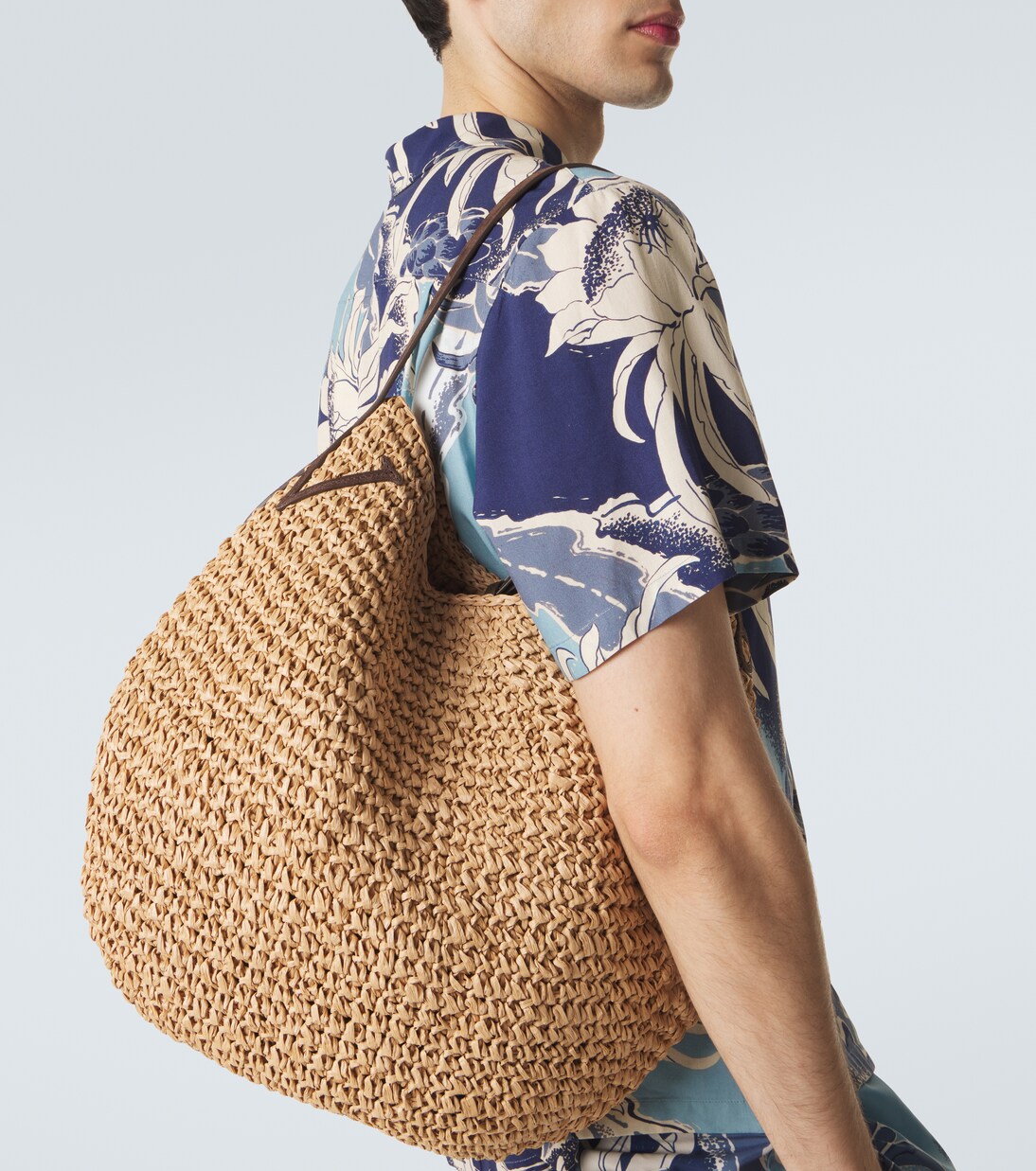 Bulb XL suede-trimmed raffia bucket bag | JW Anderson