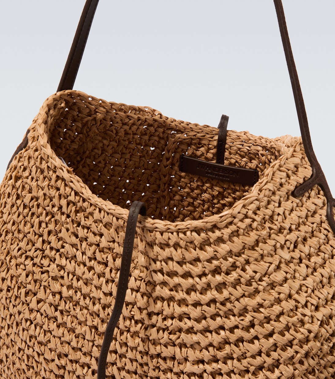 Bulb XL suede-trimmed raffia bucket bag | JW Anderson