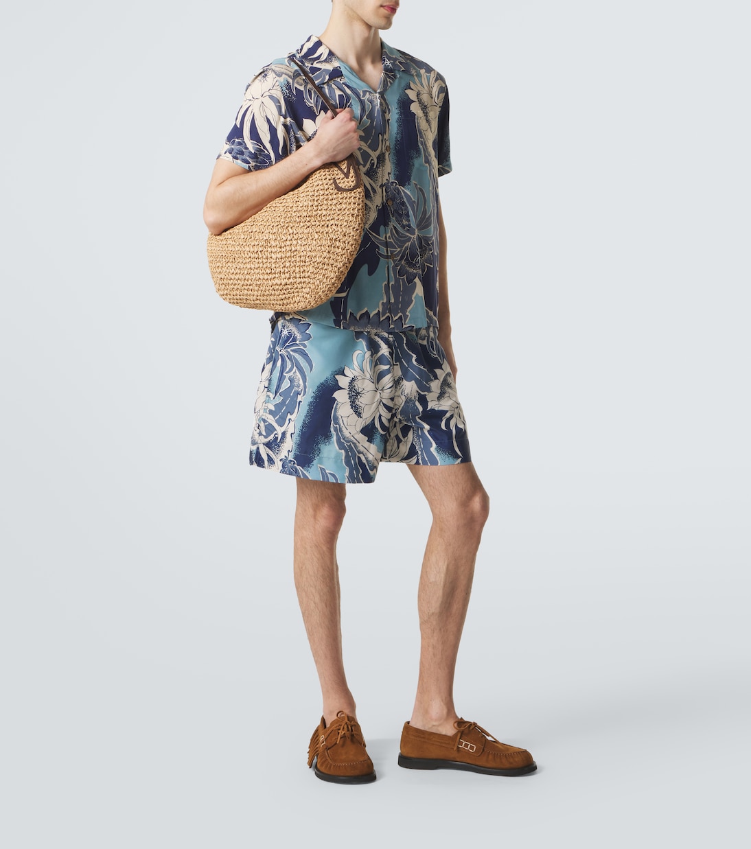 Bulb XL suede-trimmed raffia bucket bag | JW Anderson