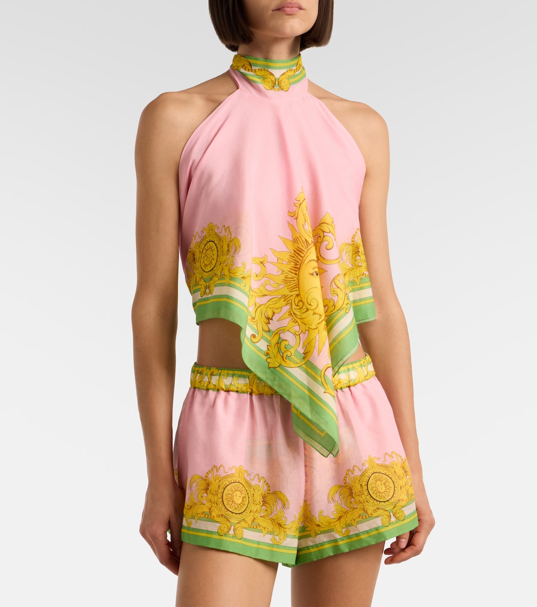 Printed cotton and silk voile shorts | Versace