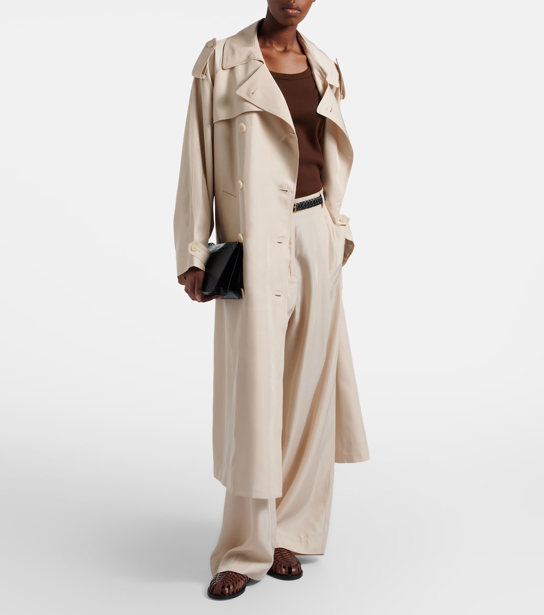 Marfa pleated twill wide-leg pants | The Frankie Shop