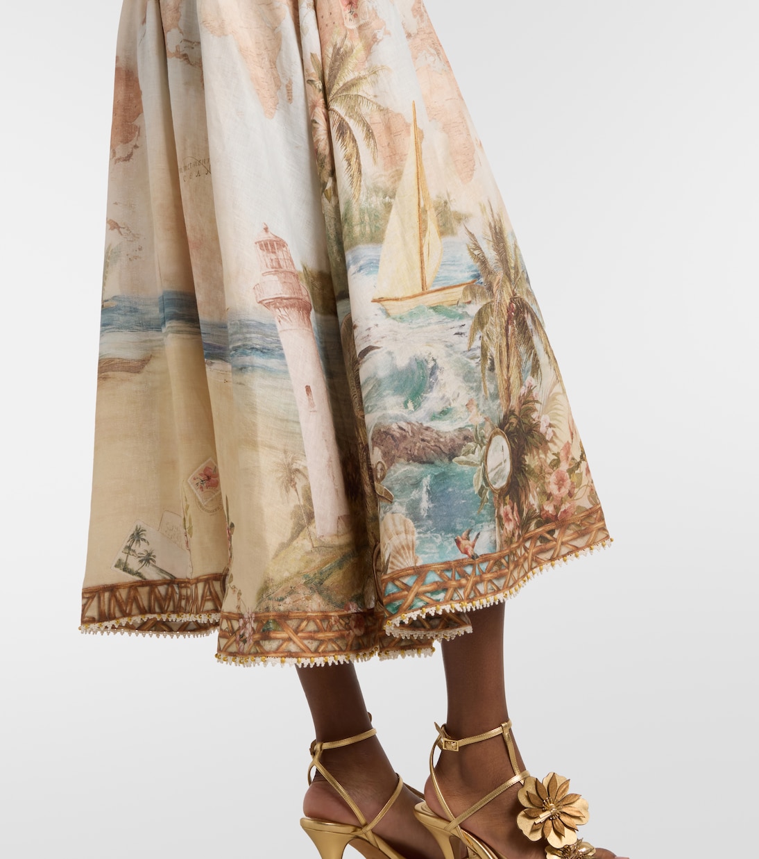 Mahon printed linen midi dress | Zimmermann