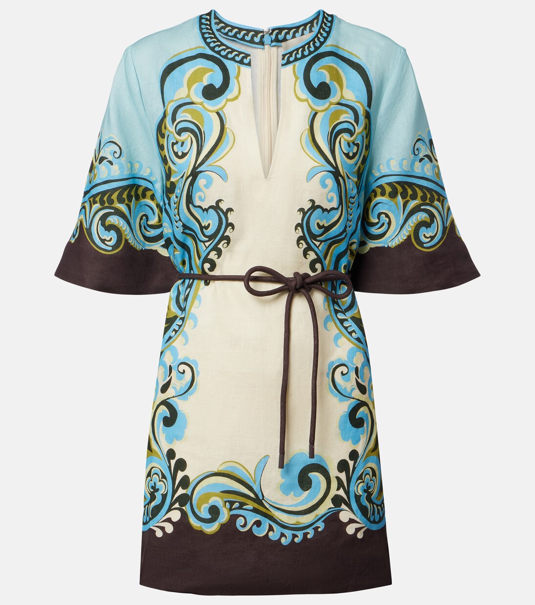 Abito corto Natalia in lino con stampa | Alémais