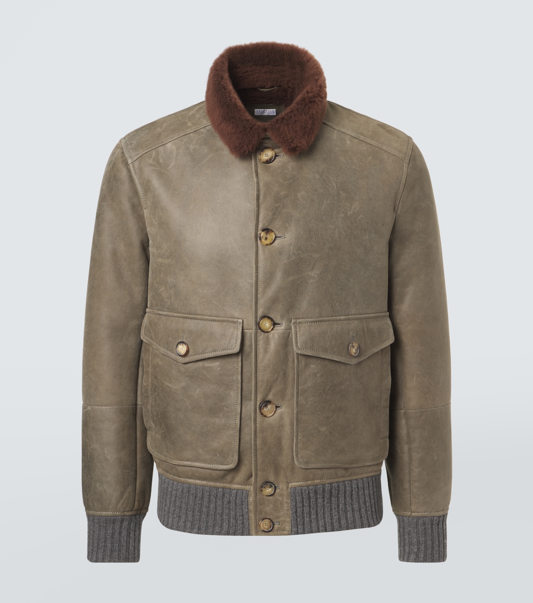 Shearling-lined leather blouson jacket | Brunello Cucinelli
