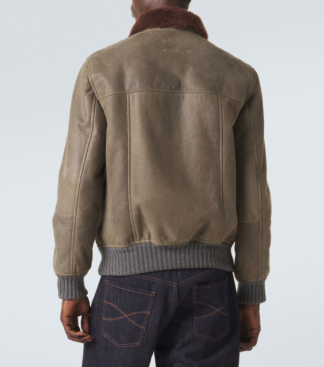 Shearling-lined leather blouson jacket | Brunello Cucinelli