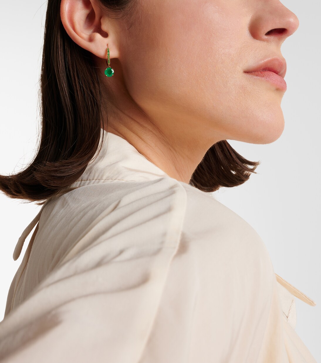 Boucles d'oreilles Grass Seed en or 18 ct et émeraudes | Ileana Makri