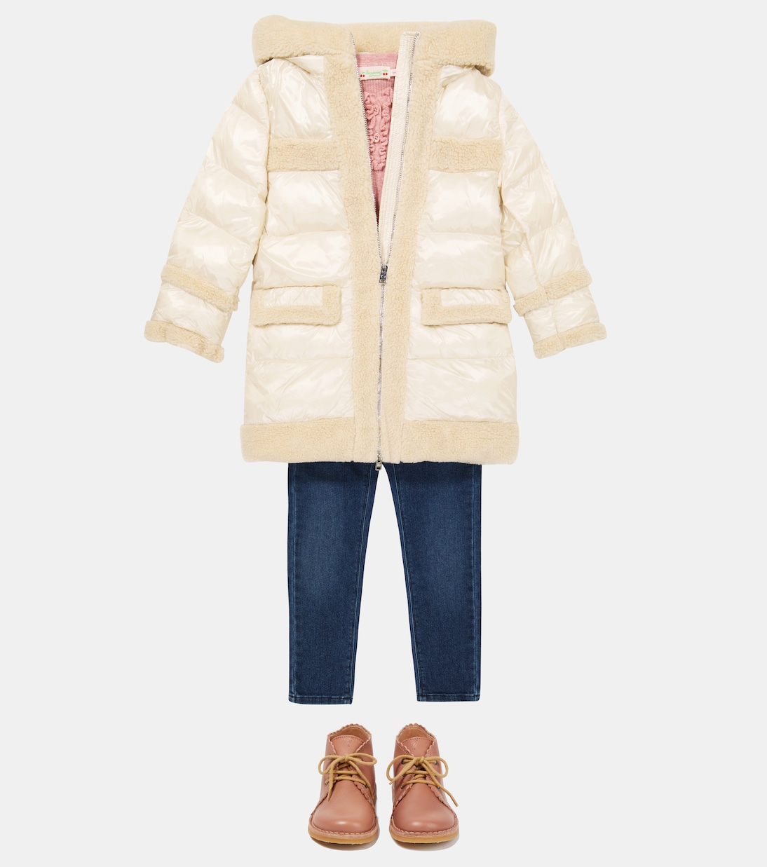 Teddy-trimmed puffer coat | Woolrich Kids