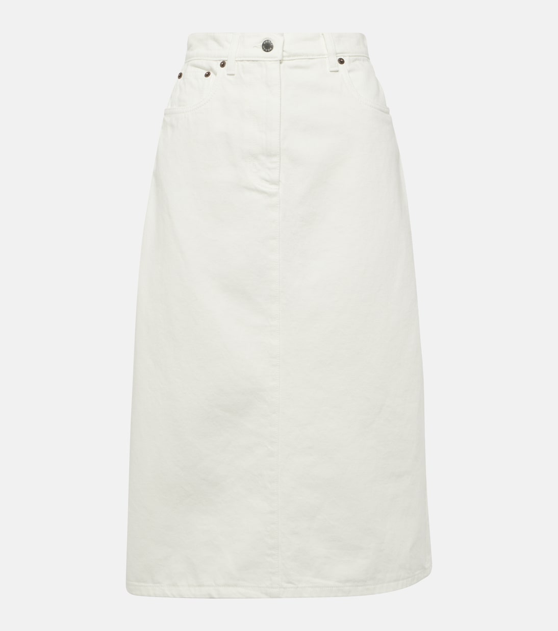 High-rise denim midi skirt  | Prada