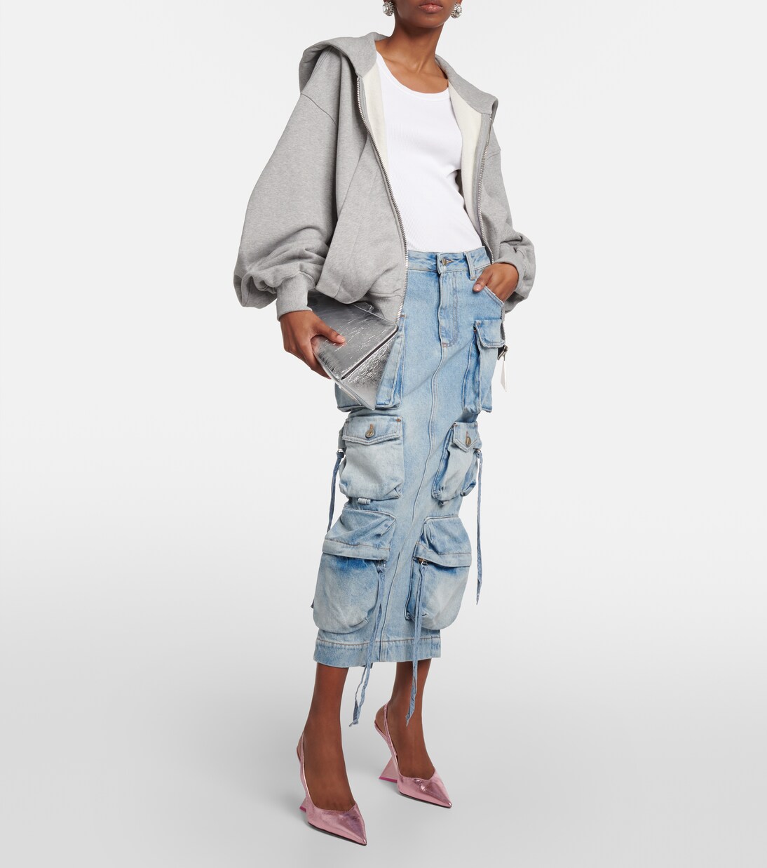 Cargo denim midi skirt | The Attico