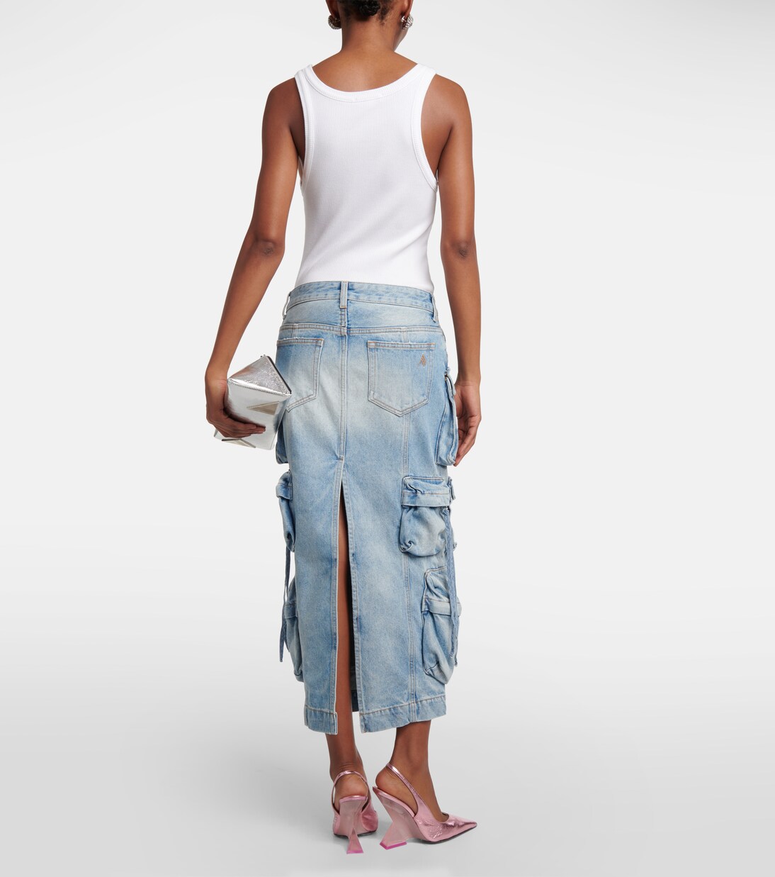 Cargo denim midi skirt | The Attico