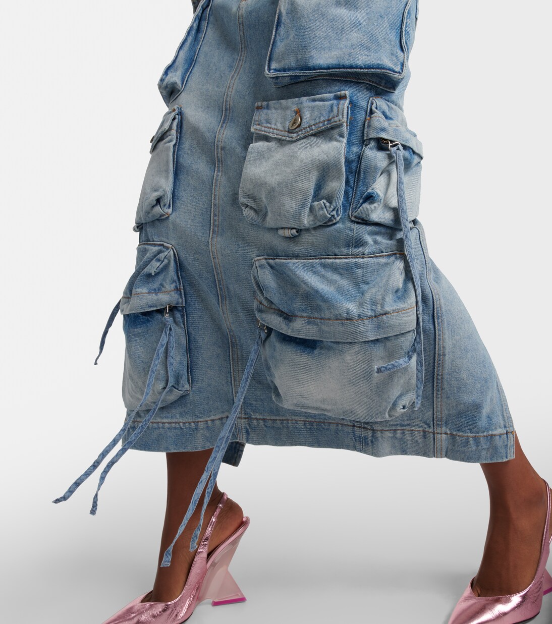 Cargo denim midi skirt | The Attico