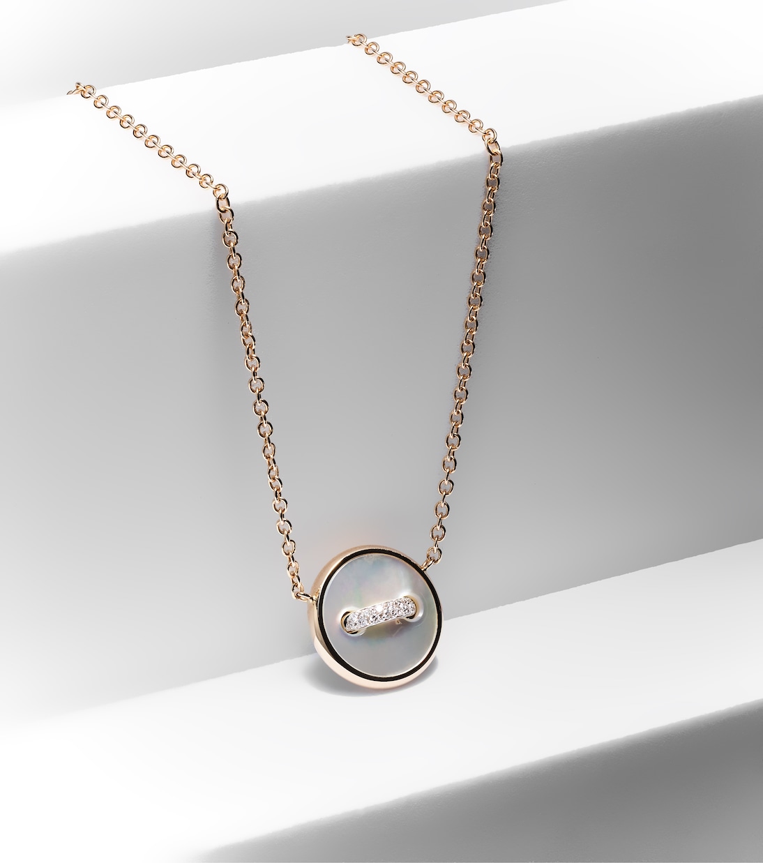 Pom Pom Dot 18kt rose gold pendant necklace with mother-of-pearl and diamonds | Pomellato