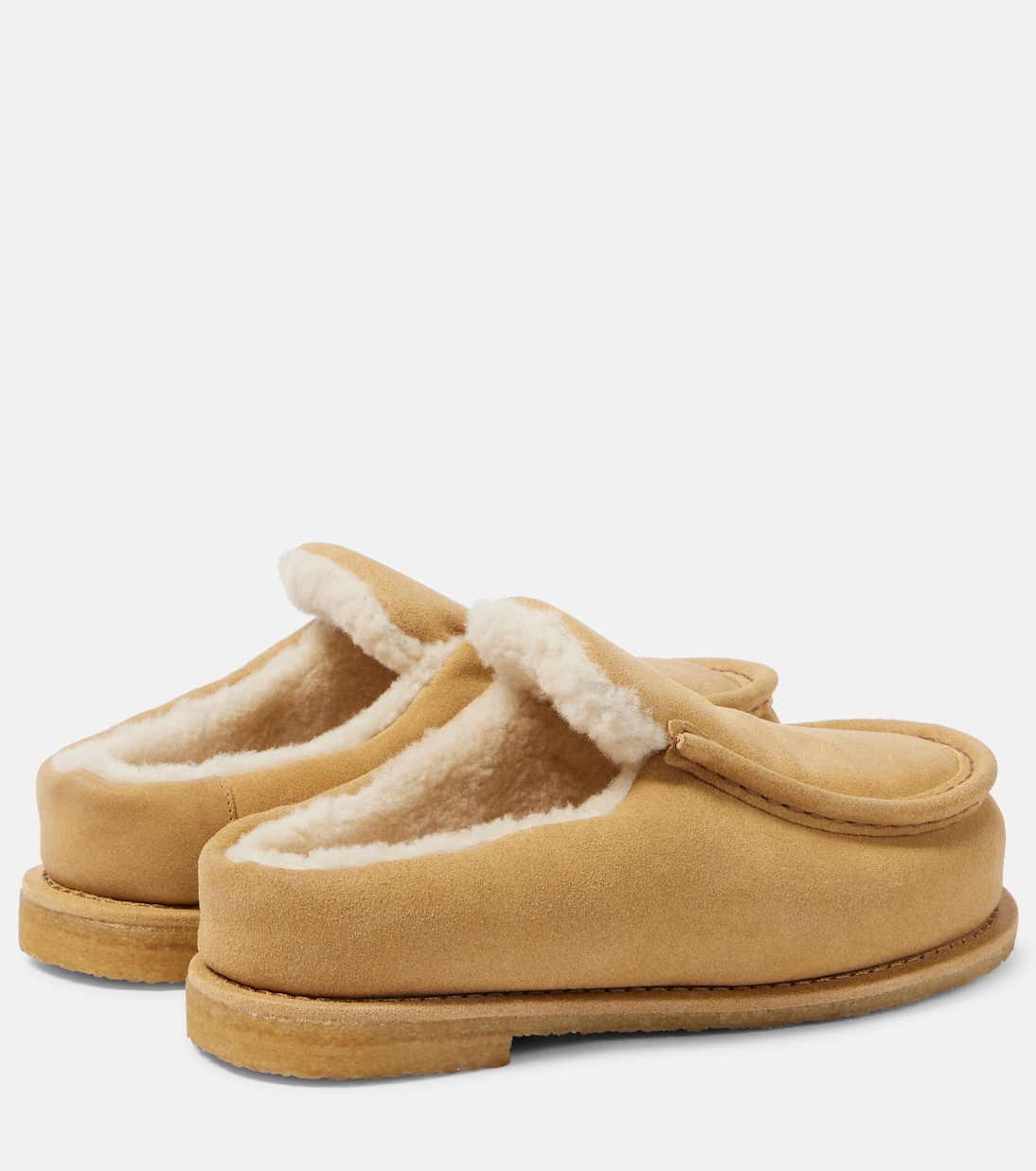 Slippers aus Veloursleder mit Shearling | JW Anderson