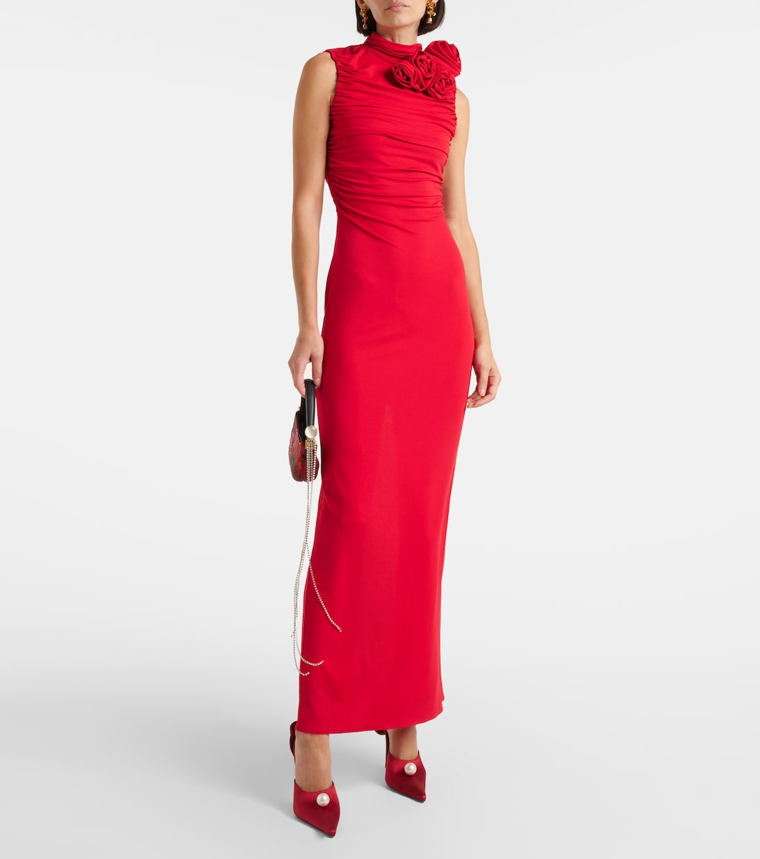 Floral-appliqué ruched jersey gown | Magda Butrym