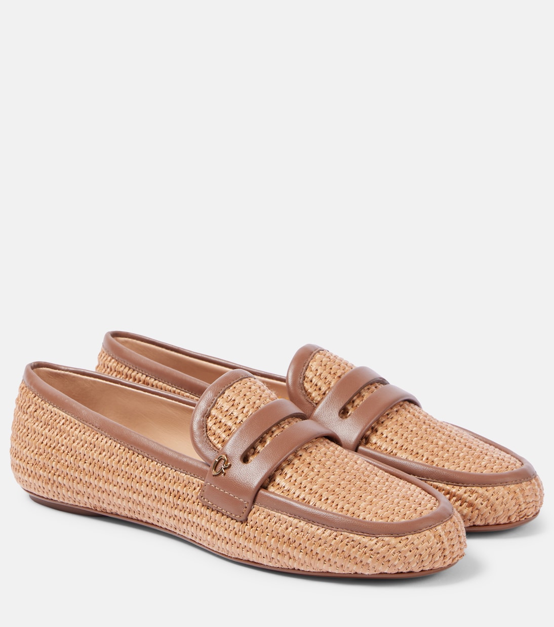 Leather-trimmed raffia loafers | Gianvito Rossi