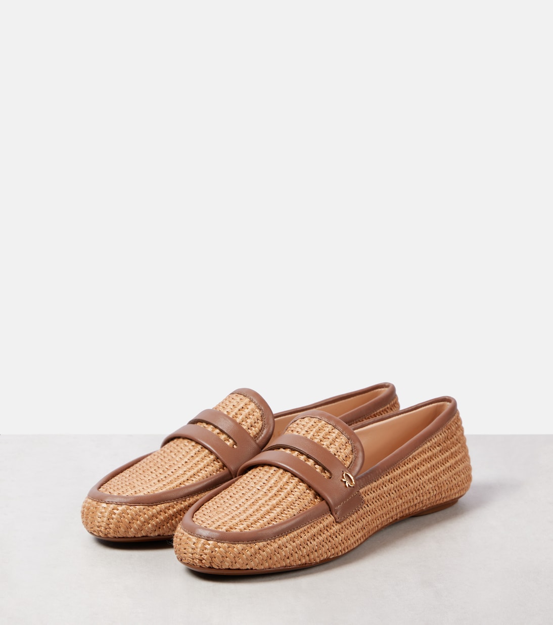 Leather-trimmed raffia loafers | Gianvito Rossi