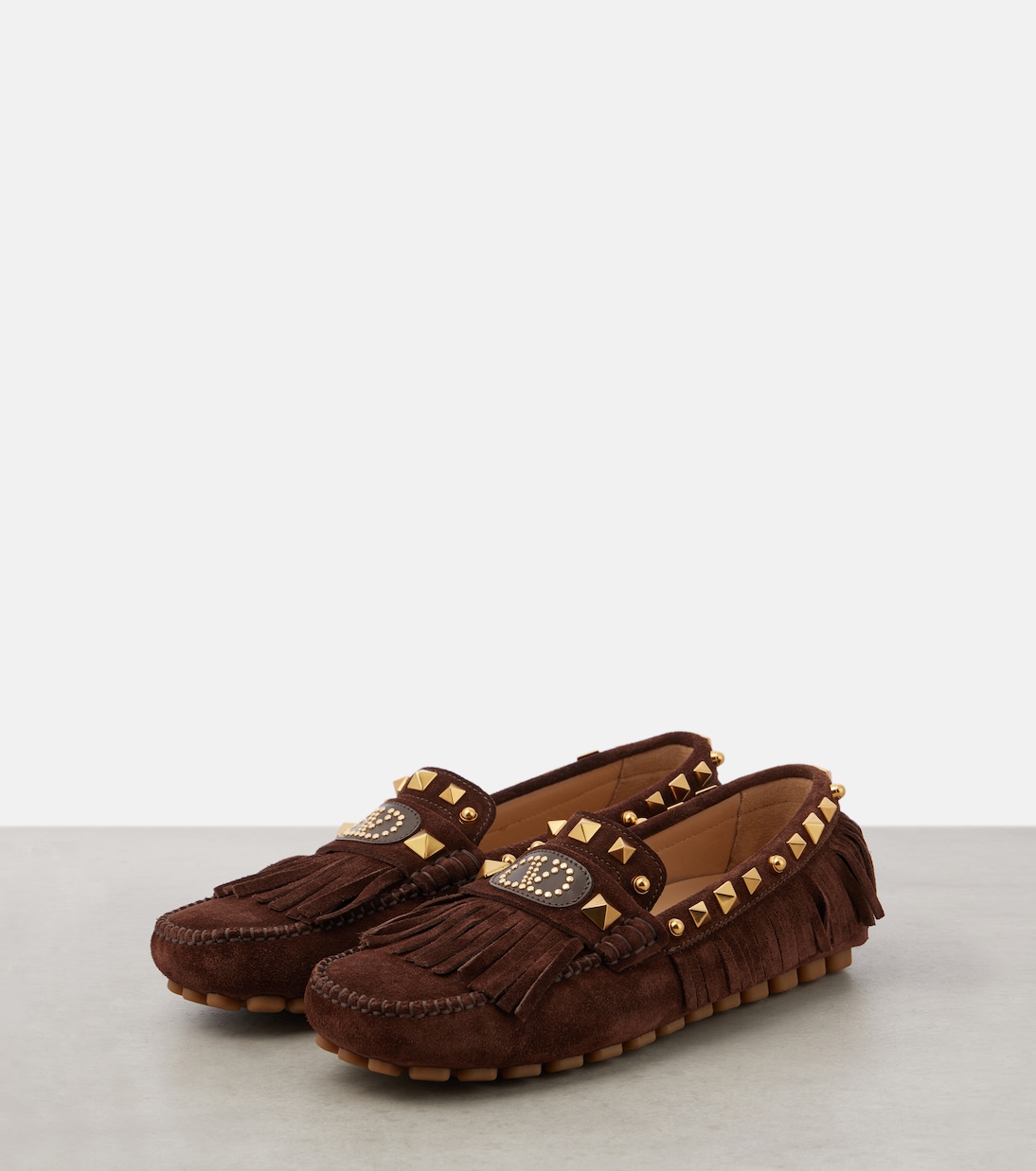 VLogo fringed suede driving shoes | Valentino Garavani