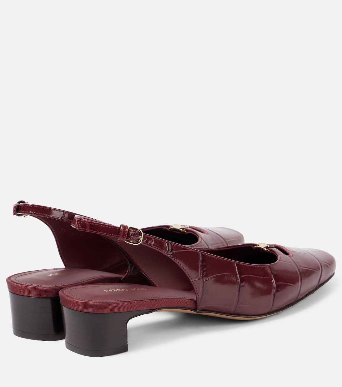 Croc-effect leather slingback pumps | Ferragamo