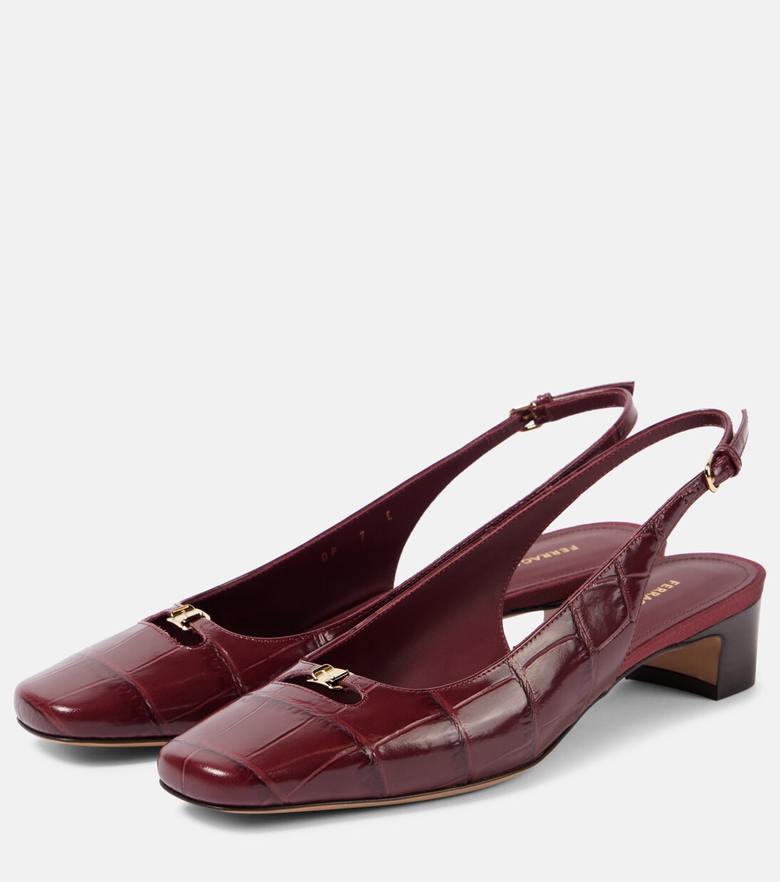 Croc-effect leather slingback pumps | Ferragamo