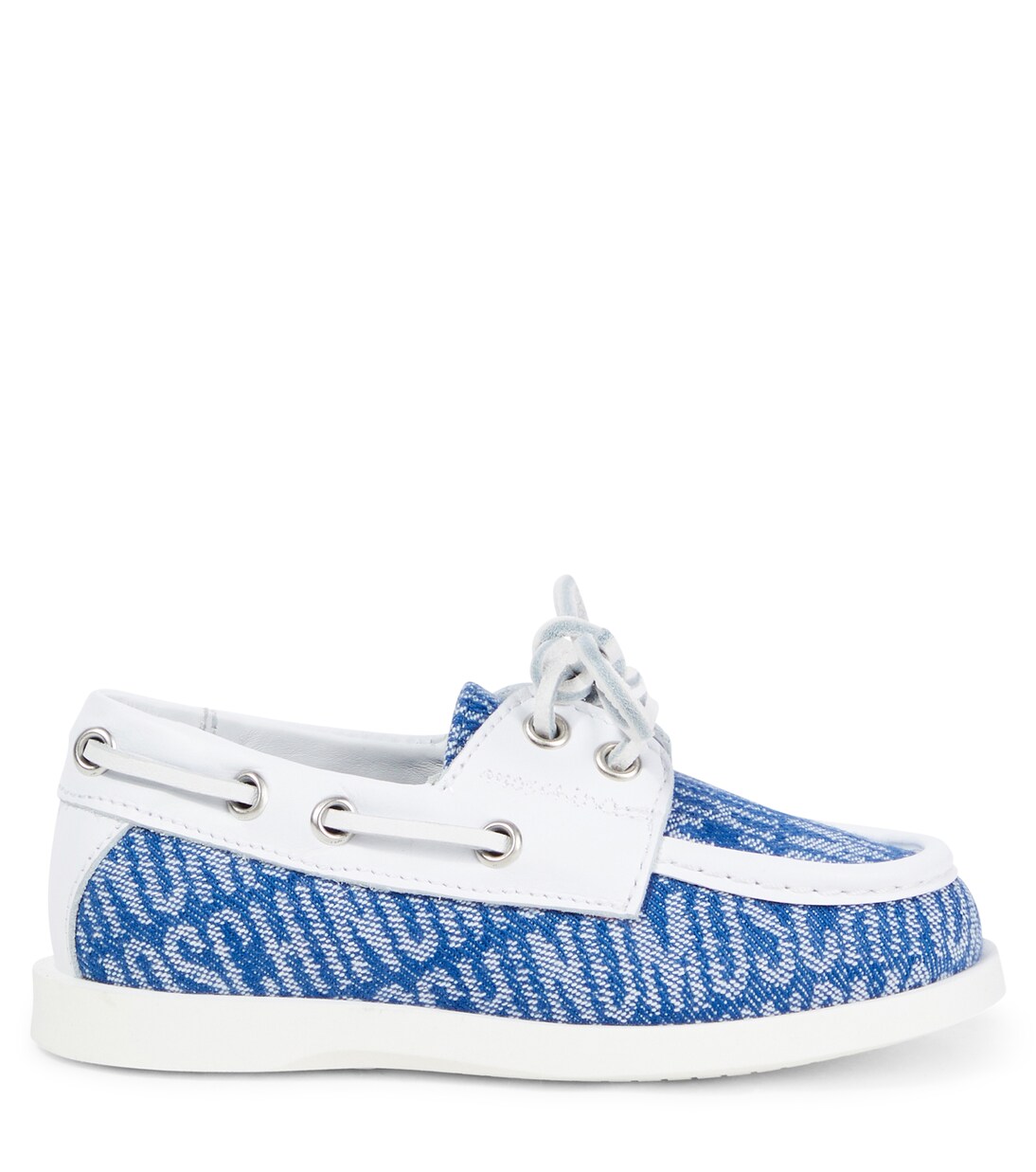 Logo leather-trimmed boat shoes | Moschino Kids