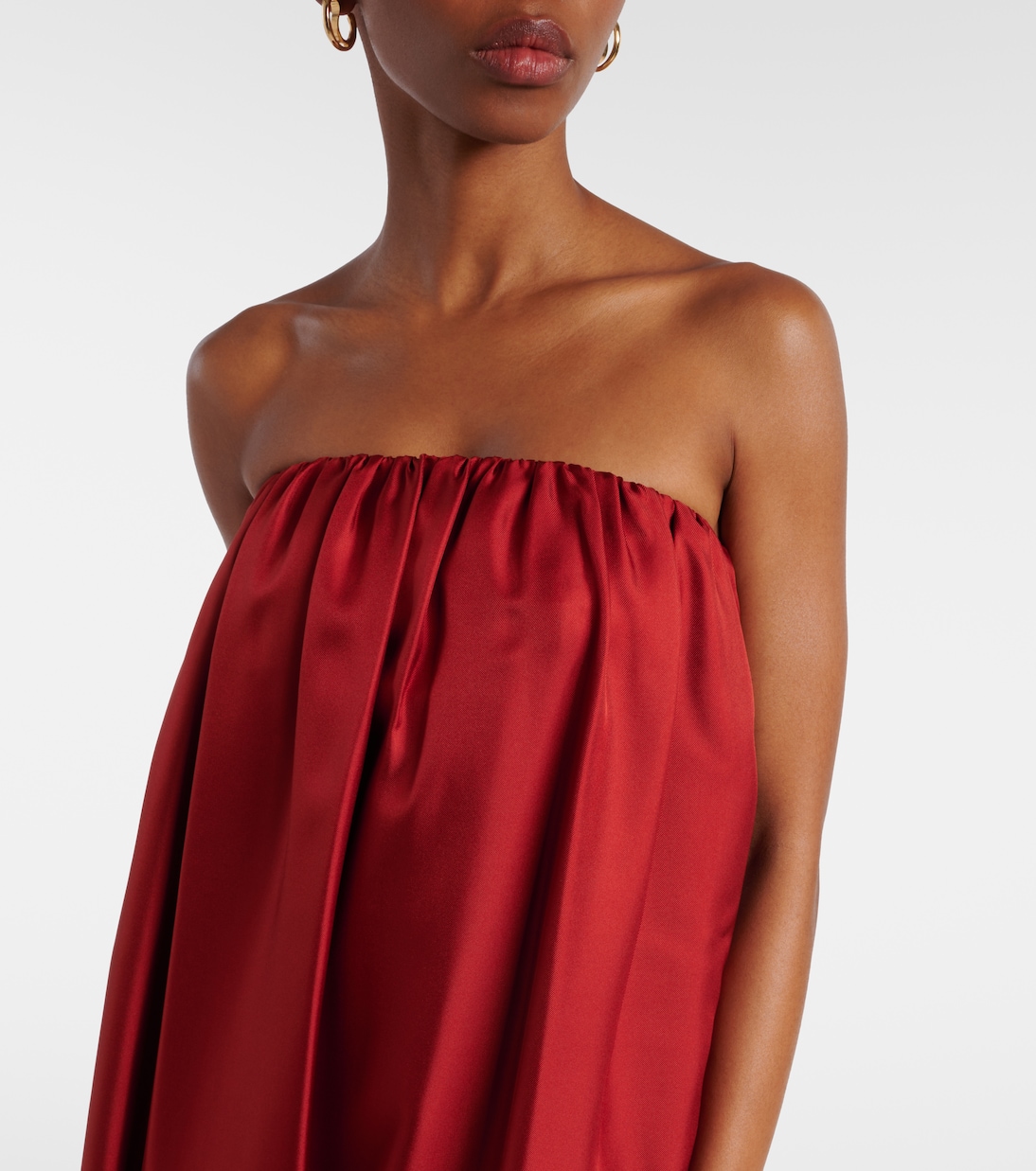Edda pleated strapless silk gown | Max Mara