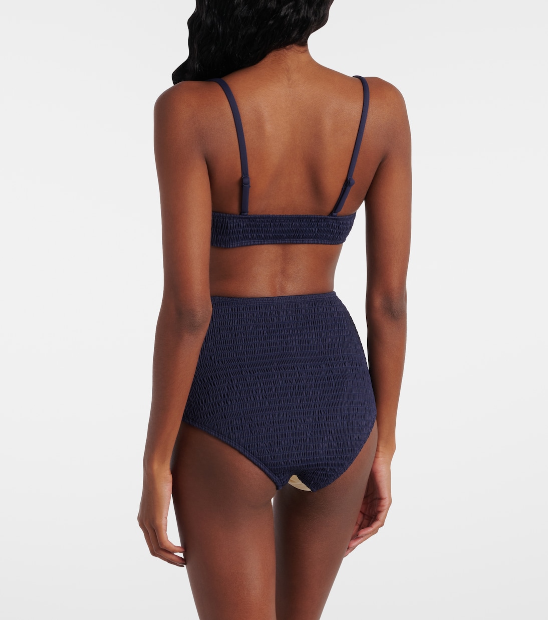 Marine smocked bikini top | Alémais