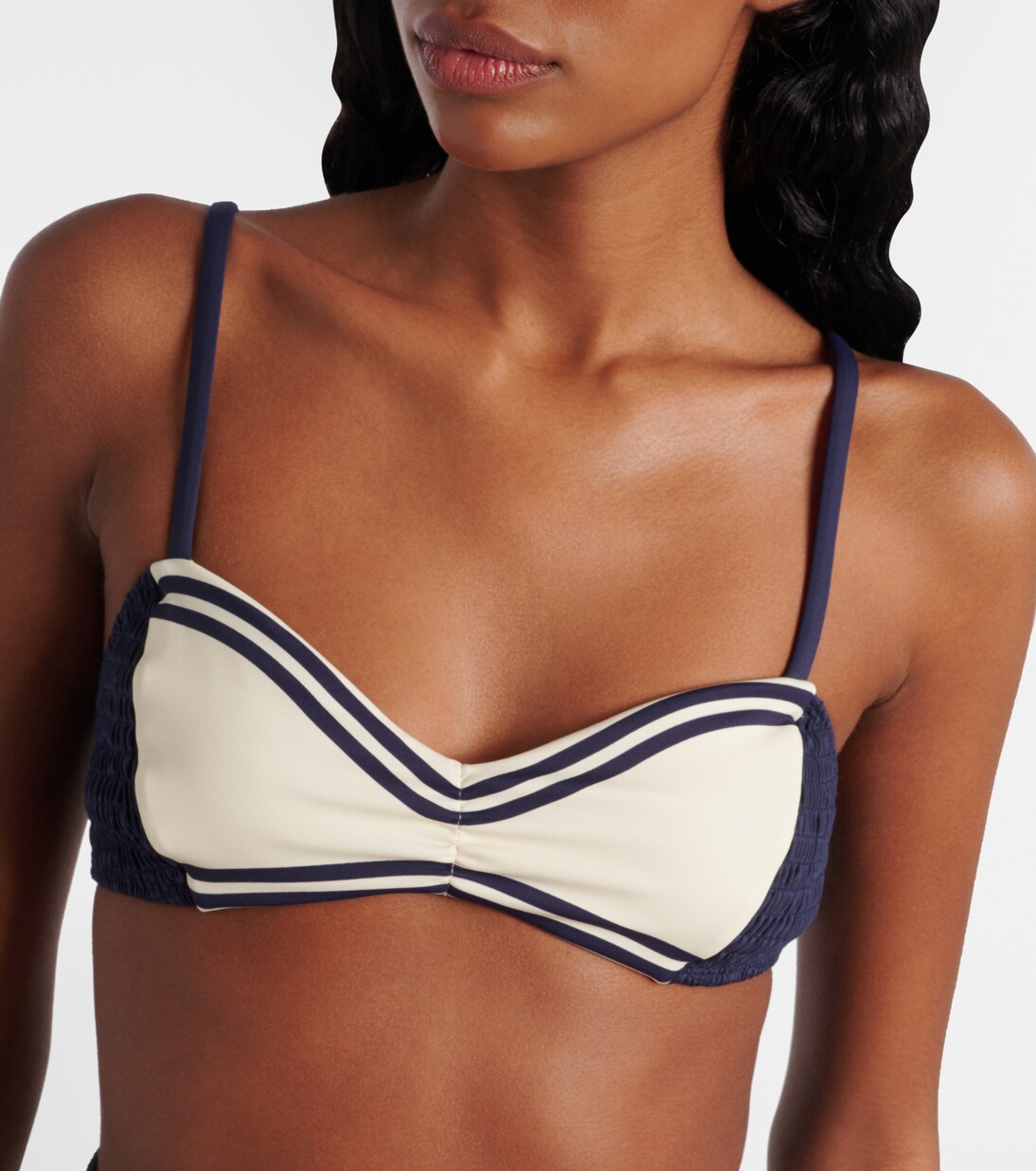 Marine smocked bikini top | Alémais