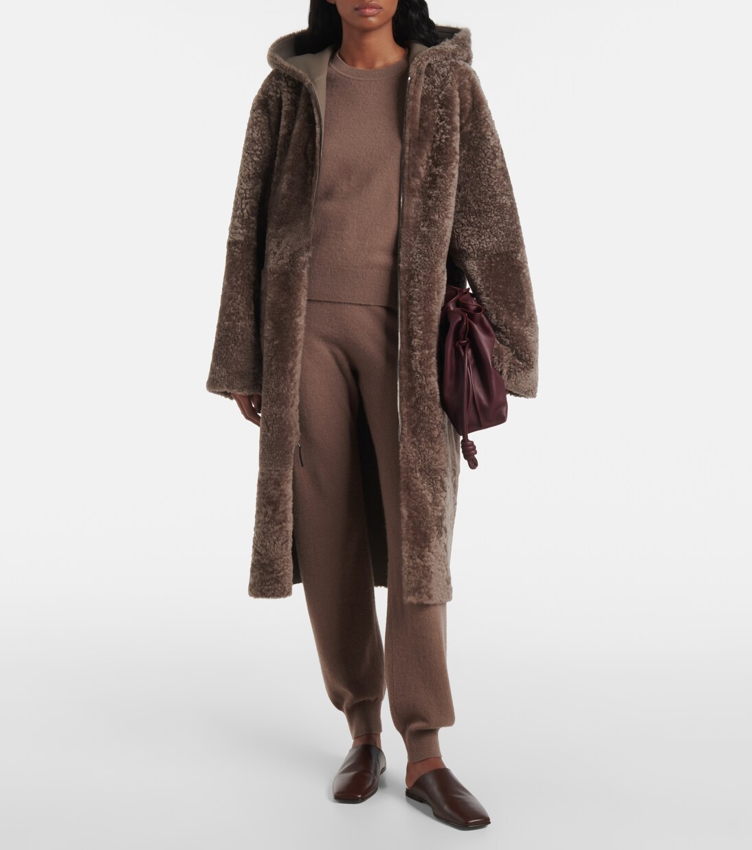 Manteau à capuche réversible en shearling et cuir | Joseph