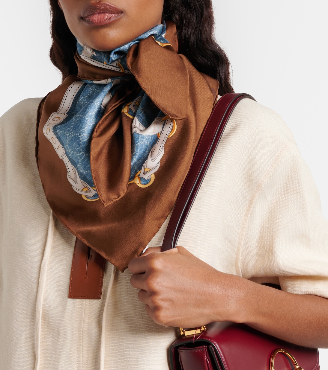 Horsebit silk twill scarf | Gucci