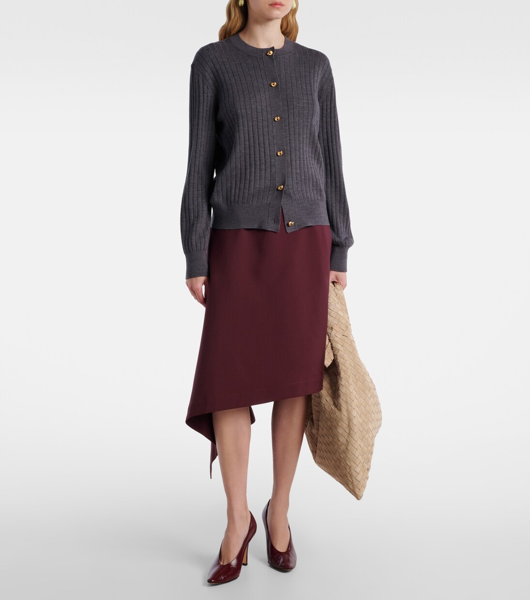 Knot ribbed-knit wool cardigan | Bottega Veneta