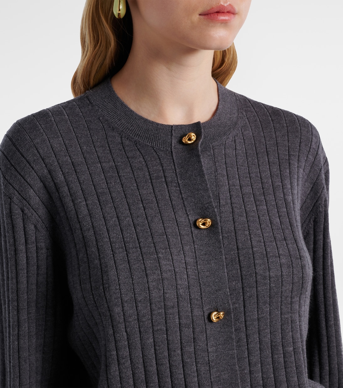 Knot ribbed-knit wool cardigan | Bottega Veneta