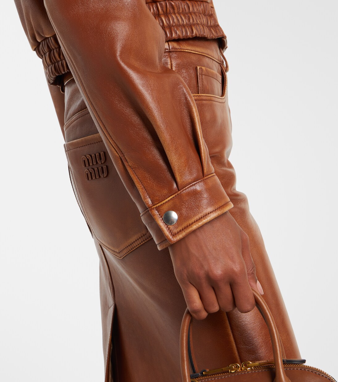 Veste en cuir et shearling | Miu Miu