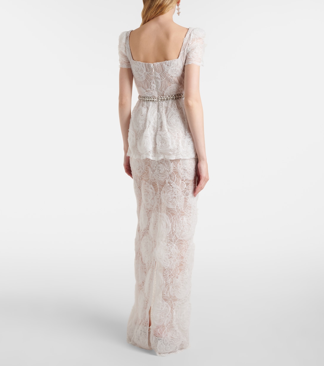 Robe longue en tulle et dentelle | Self-Portrait