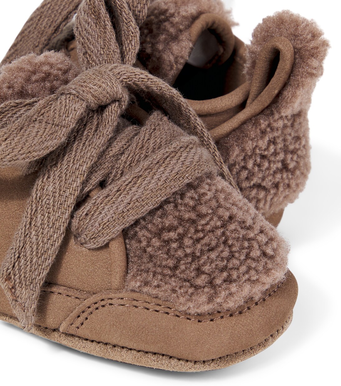 Baby Semmi teddy-trimmed leather sneakers | Donsje