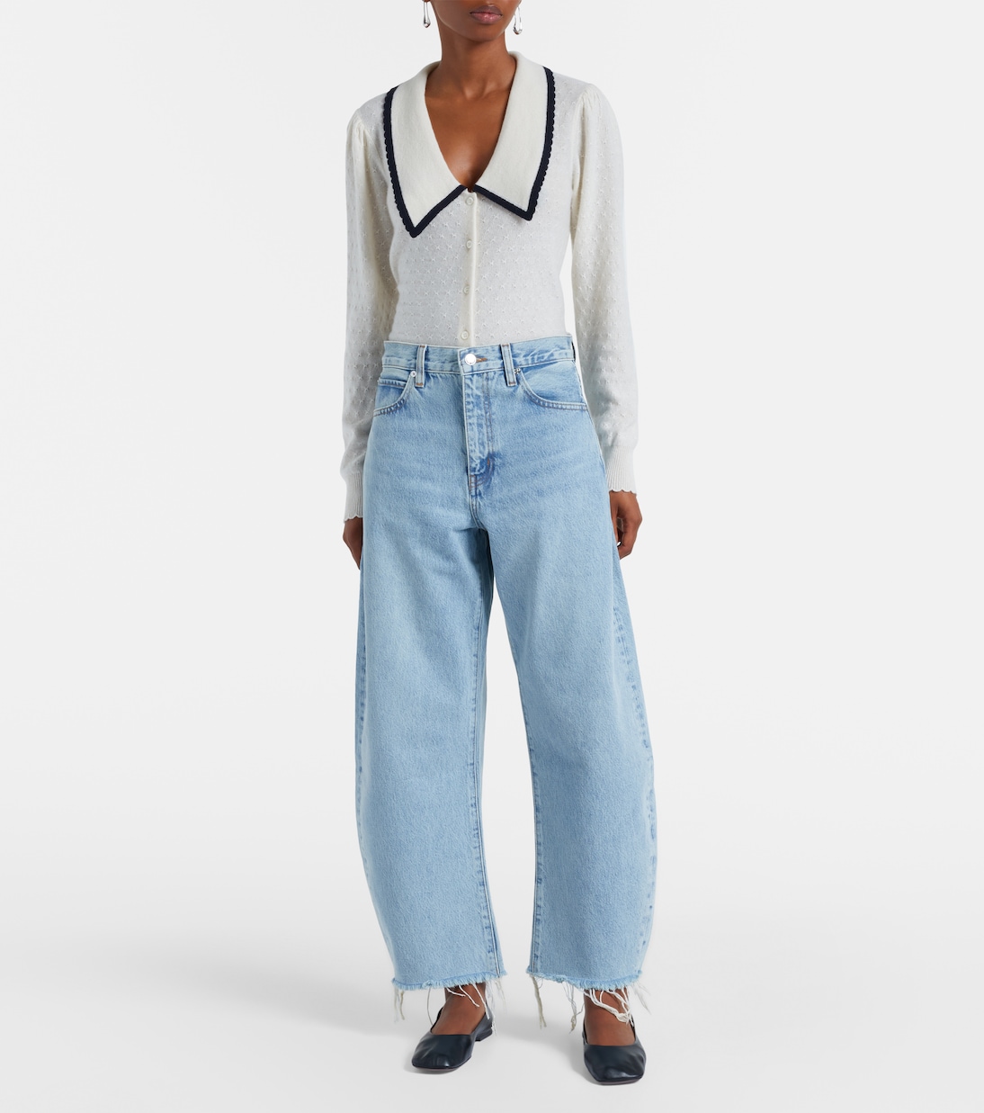 High-Rise Barrel Jeans Bubble Crop | Frame