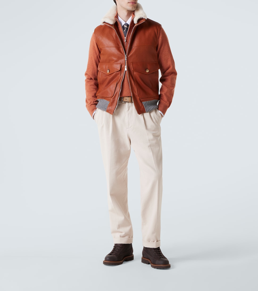 Leather lace-up boots | Brunello Cucinelli