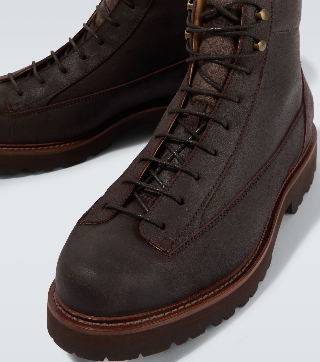 Leather lace-up boots | Brunello Cucinelli