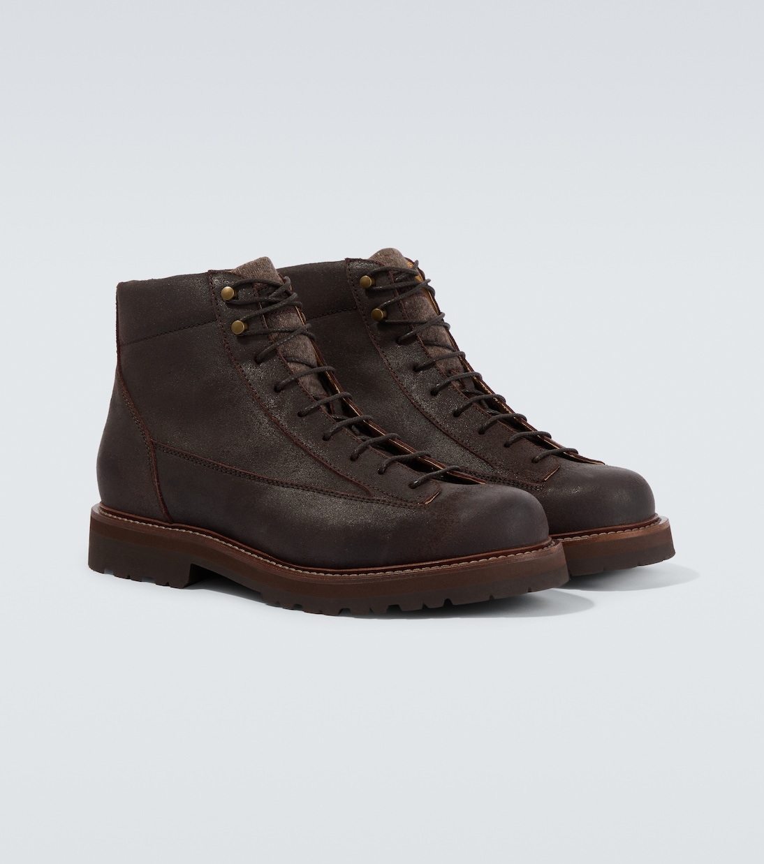 Leather lace-up boots | Brunello Cucinelli