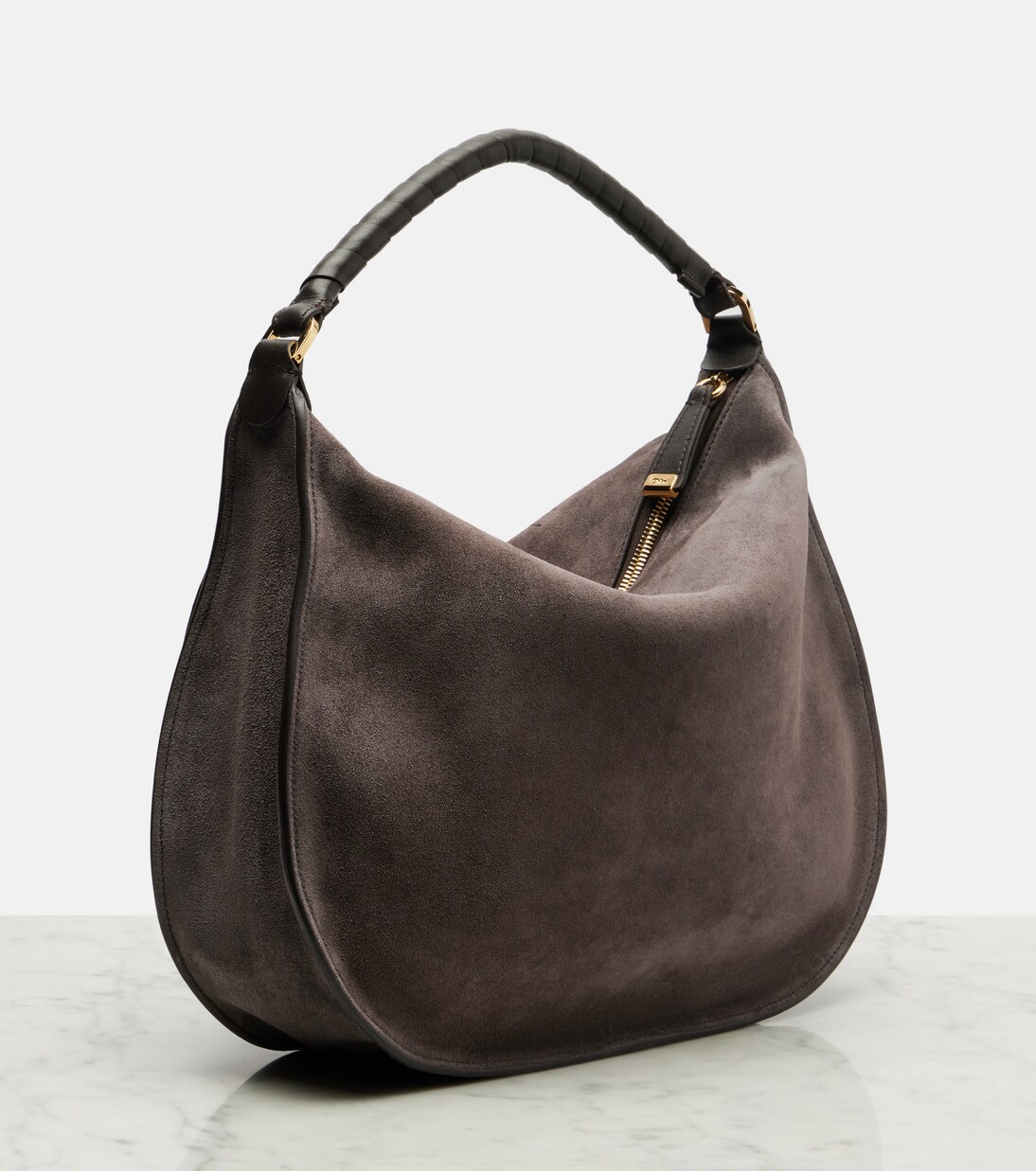Marcie leather-trimmed suede shoulder bag | Chloé